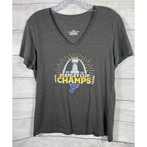 St Louis Blues 2019 Stanley Cup Champs T Shirt Women's Large Gray NHL